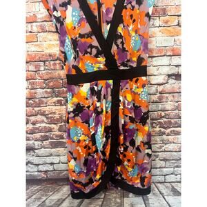 Catherine Malandrino silk dress faux wrap floral short sleeve women's size 4